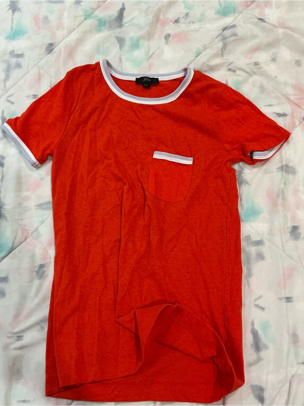 Bright Orange Pocket Tee with White Trim